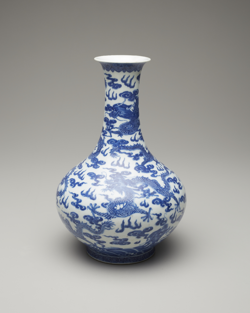 Porcelain Vase - Blue & White With Dragon Design Porcelain Vase - Blue & White With Dragon Design